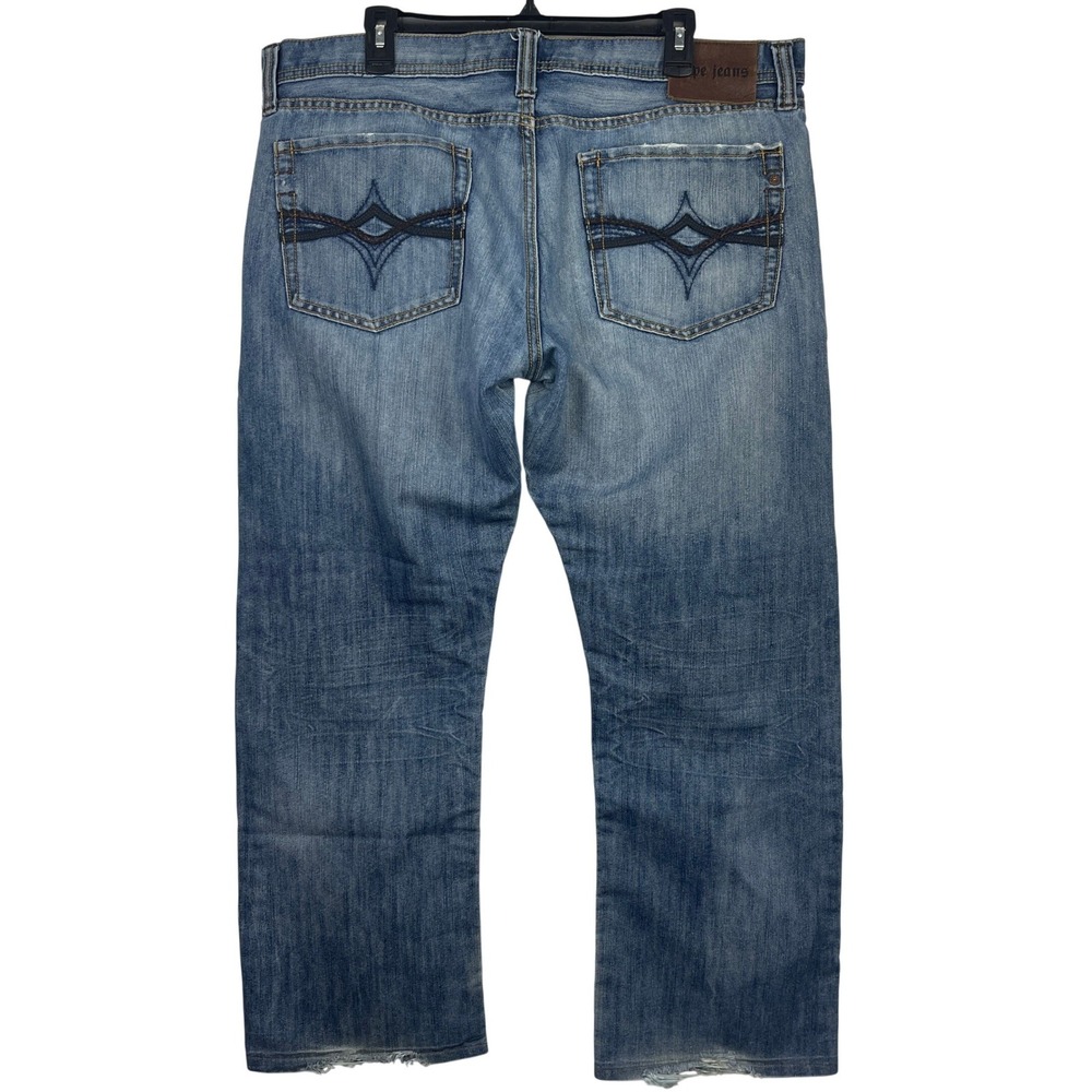 VTG Y2K Pepe Jeans UK 40x28 Wide Leg Baggy Straight Denim Blue Jeans‎ Distressed